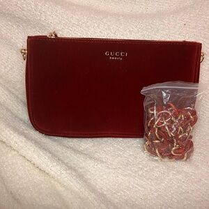 Gucci Beauty Red Velvet Handbag Bag